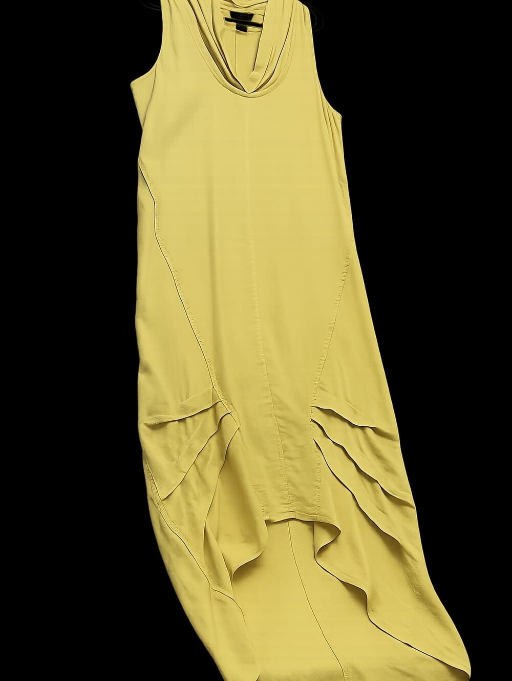 Sleeveless Yellow Drape Hem Maxi Dress . Cynthia Rowley Lagenlook